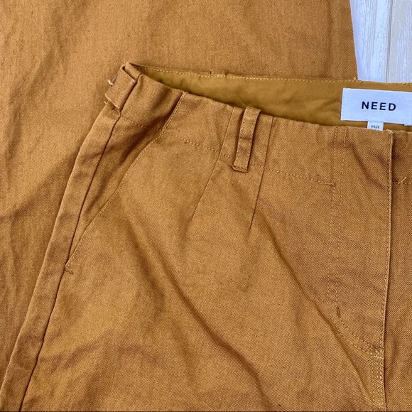 NEED Mustard Yellow Linen Blend High Rise Gaucho Pants - Picture 3 of 8